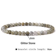 Buddha Stones 4mm Various Stone Crystal Mini Beads Healing Bracelet Bracelet BS Glitter Stone 4mm(Wrist Circumference 14-17cm)