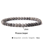 Buddha Stones 4mm Various Stone Crystal Mini Beads Healing Bracelet Bracelet BS Picasso Jasper 4mm(Wrist Circumference 14-17cm)