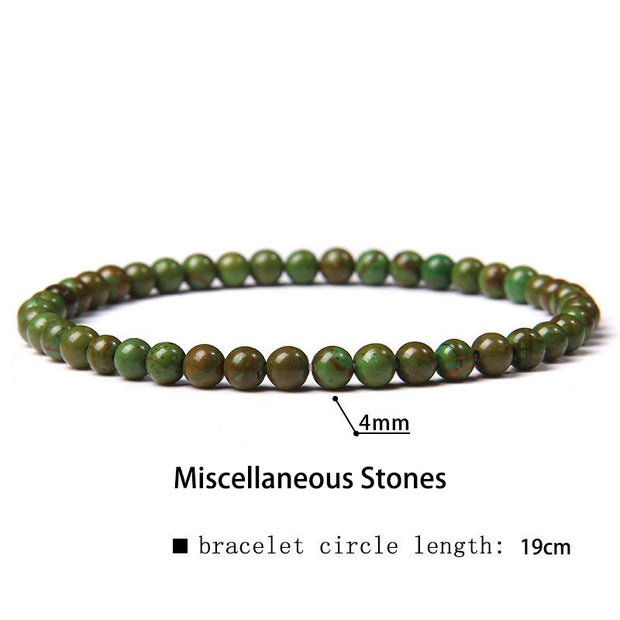 Buddha Stones 4mm Various Stone Crystal Mini Beads Healing Bracelet Bracelet BS Miscellaneous Stones 4mm(Wrist Circumference 14-17cm)