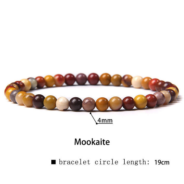 Buddha Stones 4mm Various Stone Crystal Mini Beads Healing Bracelet Bracelet BS Mookaite 4mm(Wrist Circumference 14-17cm)