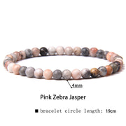 Buddha Stones 4mm Various Stone Crystal Mini Beads Healing Bracelet Bracelet BS Pink Zebra Jasper 4mm(Wrist Circumference 14-17cm)