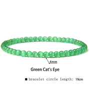 Buddha Stones 4mm Various Stone Crystal Mini Beads Healing Bracelet Bracelet BS Green Cat's Eye 4mm(Wrist Circumference 14-17cm)