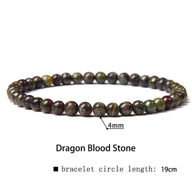 Buddha Stones 4mm Various Stone Crystal Mini Beads Healing Bracelet Bracelet BS Dragon Blood Stone 4mm(Wrist Circumference 14-17cm)