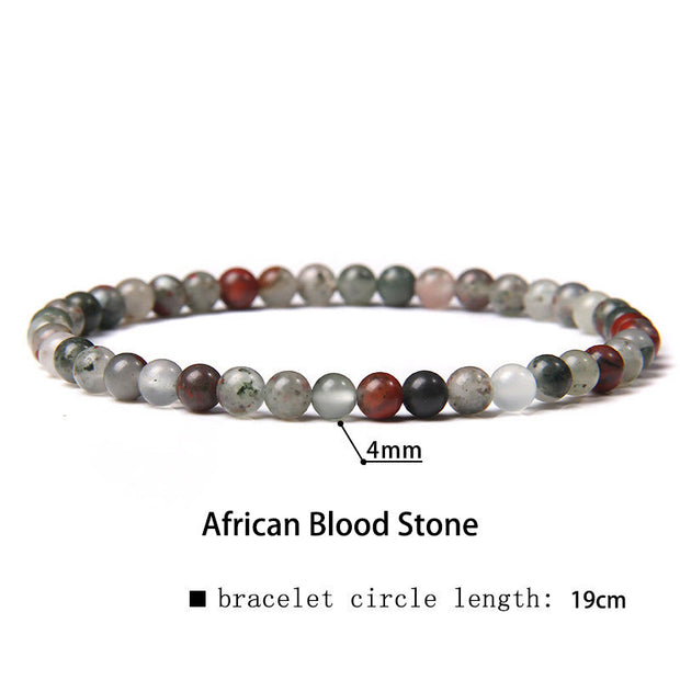 Buddha Stones 4mm Various Stone Crystal Mini Beads Healing Bracelet Bracelet BS African Blood Stone 4mm(Wrist Circumference 14-17cm)