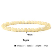 Buddha Stones 4mm Various Stone Crystal Mini Beads Healing Bracelet Bracelet BS Topaz 4mm(Wrist Circumference 14-17cm)