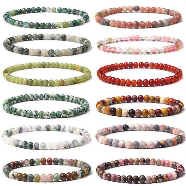 Buddha Stones 4mm Various Stone Crystal Mini Beads Healing Bracelet Bracelet BS 80