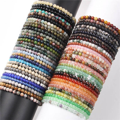 Buddha Stones 4mm Various Stone Crystal Mini Beads Healing Bracelet