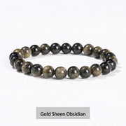 Buddha Stones Various Crystal Stone Amethyst Green Aventurine Rose Quartz Healing Bracelet Bracelet BS Gold Sheen Obsidian 10mm(Wrist Circumference 14-16cm)