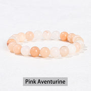 Buddha Stones Various Crystal Stone Amethyst Green Aventurine Rose Quartz Healing Bracelet Bracelet BS Pink Aventurine 10mm(Wrist Circumference 14-16cm)