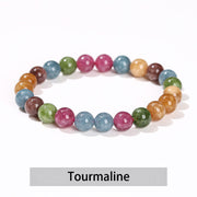 Buddha Stones Various Crystal Stone Amethyst Green Aventurine Rose Quartz Healing Bracelet Bracelet BS Tourmaline 10mm(Wrist Circumference 14-16cm)