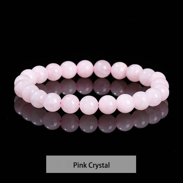 Buddha Stones Various Crystal Stone Amethyst Green Aventurine Rose Quartz Healing Bracelet Bracelet BS Pink Crystal 10mm(Wrist Circumference 14-16cm)