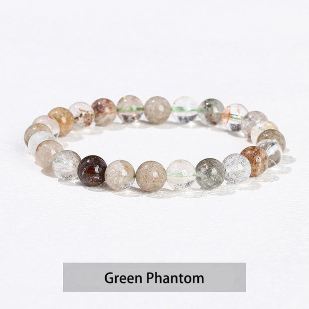 Buddha Stones Various Crystal Stone Amethyst Green Aventurine Rose Quartz Healing Bracelet Bracelet BS Green Phantom 10mm(Wrist Circumference 14-16cm)