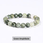 Buddha Stones Various Crystal Stone Amethyst Green Aventurine Rose Quartz Healing Bracelet Bracelet BS Green Amphibole 10mm(Wrist Circumference 14-16cm)