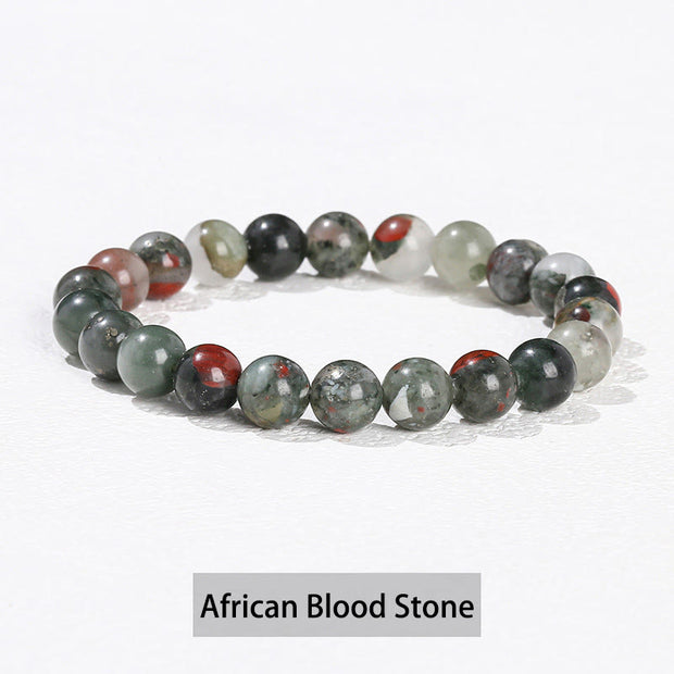 Buddha Stones Various Crystal Stone Amethyst Green Aventurine Rose Quartz Healing Bracelet Bracelet BS African Blood Stone 10mm(Wrist Circumference 14-16cm)