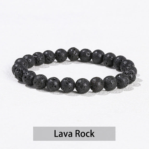 Buddha Stones Various Crystal Stone Amethyst Green Aventurine Rose Quartz Healing Bracelet Bracelet BS Lava Rock 10mm(Wrist Circumference 14-16cm)