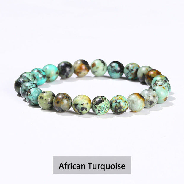 Buddha Stones Various Crystal Stone Amethyst Green Aventurine Rose Quartz Healing Bracelet Bracelet BS African Turquoise 10mm(Wrist Circumference 14-16cm)