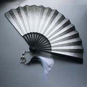 Buddha Stones Black White Ink Gradient Rice Paper Handheld Bamboo Folding Fan Folding Fan BS 4