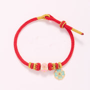 Buddha Stones Red String Gold Plated Copper Peach Blossom Yi Fan Feng Shun Protection Braided Bracelet Bracelet BS 8