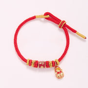 Buddha Stones Red String Gold Plated Copper Shi Lai Yun Zhuan Shoe Pendant Protection Braided Bracelet Bracelet BS 8