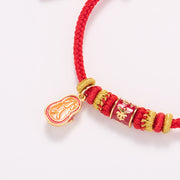 Buddha Stones Red String Gold Plated Copper Shi Lai Yun Zhuan Shoe Pendant Protection Braided Bracelet