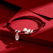 Buddha Stones Handmade 999 Sterling Silver Year Of The Snake Lucky Fortune Red String Happiness Braided Bracelet