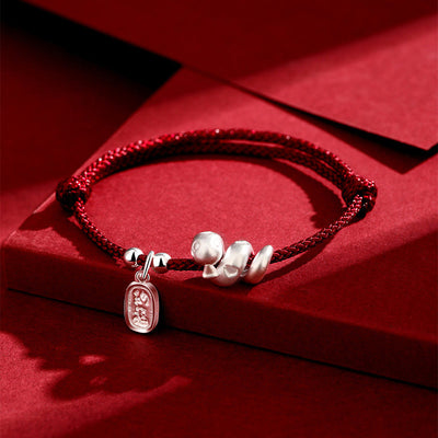 Buddha Stones Handmade 999 Sterling Silver Year Of The Snake Lucky Fortune Red String Happiness Braided Bracelet Bracelet BS 999 Sterling Silver Snake(Adjustable)