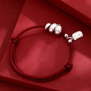 Buddha Stones Handmade 999 Sterling Silver Year Of The Snake Lucky Fortune Red String Happiness Braided Bracelet