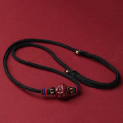 Buddha Stones Cinnabar Chinese Zodiac Black String Blessing Necklace Pendants Necklaces & Pendants BS Cinnabar Rat