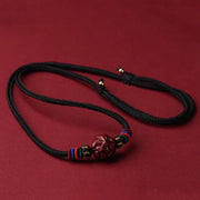 Buddha Stones Cinnabar Chinese Zodiac Black String Blessing Necklace Pendants Necklaces & Pendants BS Cinnabar Goat