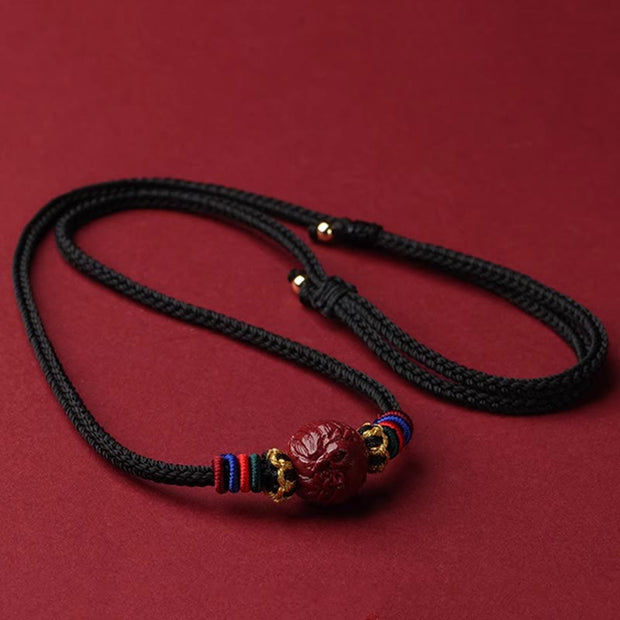 Buddha Stones Cinnabar Chinese Zodiac Black String Blessing Necklace Pendants Necklaces & Pendants BS Cinnabar Rooster