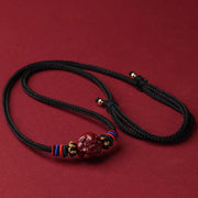 Buddha Stones Cinnabar Chinese Zodiac Black String Blessing Necklace Pendants Necklaces & Pendants BS Cinnabar Pig