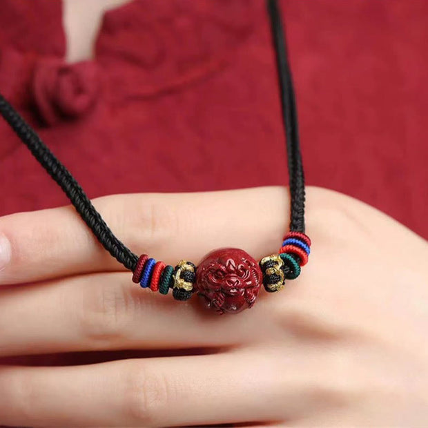 Buddha Stones Cinnabar Chinese Zodiac Black String Blessing Necklace Pendants Necklaces & Pendants BS 11