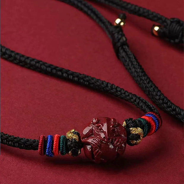 Buddha Stones Cinnabar Chinese Zodiac Black String Blessing Necklace Pendants Necklaces & Pendants BS 19