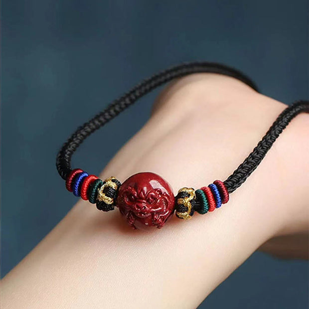 Buddha Stones Cinnabar Chinese Zodiac Black String Blessing Necklace Pendants Necklaces & Pendants BS 13