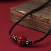 Buddha Stones Cinnabar Chinese Zodiac Black String Blessing Necklace Pendants