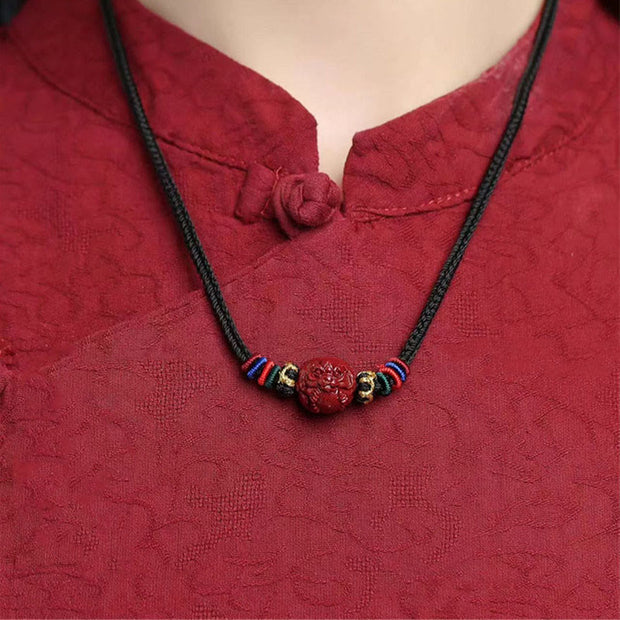 Buddha Stones Cinnabar Chinese Zodiac Black String Blessing Necklace Pendants Necklaces & Pendants BS 4