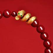 Buddha Stones Cinnabar Bead Hetian Jade Year Of The Snake Blessing Bracelet Bracelet BS 12