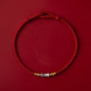 FREE Today: Protection Strength Handmade 925 Sterling Silver Bamboo Design Red String Braided Bracelet