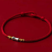 Buddha Stones Handmade 925 Sterling Silver Bamboo Design Red String Luck Braided Bracelet Bracelet BS 2