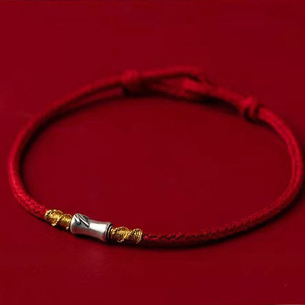 FREE Today: Protection Strength Handmade 925 Sterling Silver Bamboo Design Red String Braided Bracelet