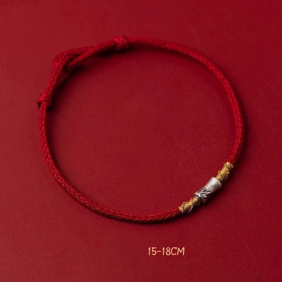 FREE Today: Protection Strength Handmade 925 Sterling Silver Bamboo Design Red String Braided Bracelet