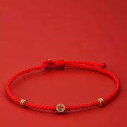 Buddha Stones Handmade Braided Red String 925 Sterling Silver Fu Character Luck Bracelet Bracelet BS Red String 925 Sterling Silver(Wrist Circumference: 14-19cm)