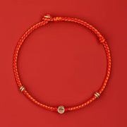 Buddha Stones Handmade Braided Red String 925 Sterling Silver Fu Character Luck Bracelet Bracelet BS Gold String 925 Sterling Silver(Wrist Circumference: 14-19cm)