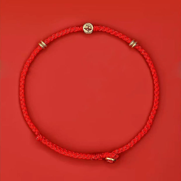 FREE Today: Luck Blessing Handmade Braided Red String 925 Sterling Silver Fu Character Bracelet