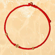 Buddha Stones Handmade Braided Red String 925 Sterling Silver Fu Character Luck Bracelet Bracelet BS 4