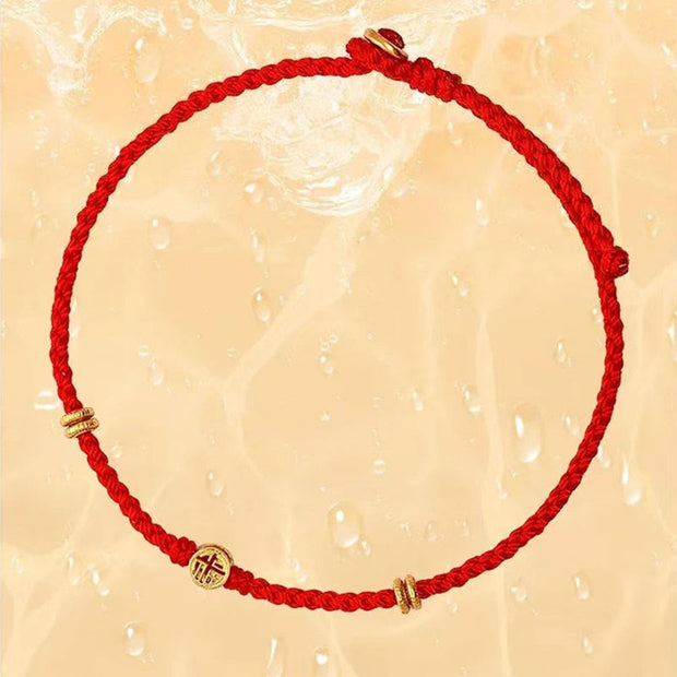 FREE Today: Luck Blessing Handmade Braided Red String 925 Sterling Silver Fu Character Bracelet