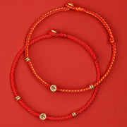 Buddha Stones Handmade Braided Red String 925 Sterling Silver Fu Character Luck Bracelet Bracelet BS 1