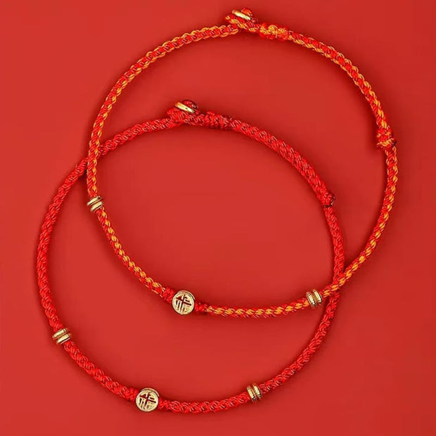 FREE Today: Luck Blessing Handmade Braided Red String 925 Sterling Silver Fu Character Bracelet