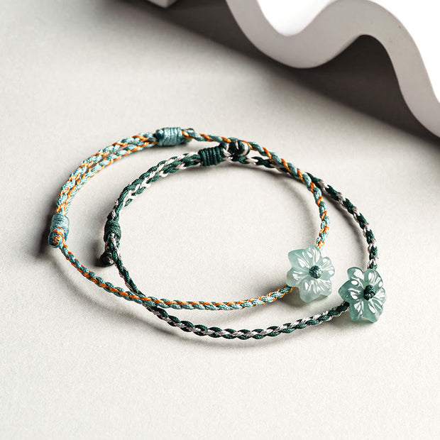 FREE Today: Prosperity Luck Handmade Green String Jade Orchid Braided Bracelet