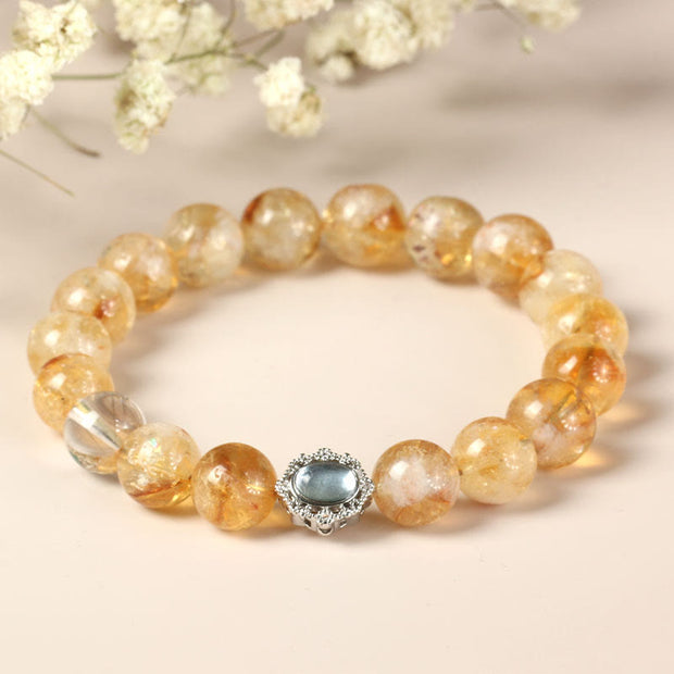 Buddha Stones Natural Citrine Rutilated Quartz Prosperity Bracelet Bracelet BS Citrine Rutilated Quartz(Wrist Circumference: 15cm-Adjustable)